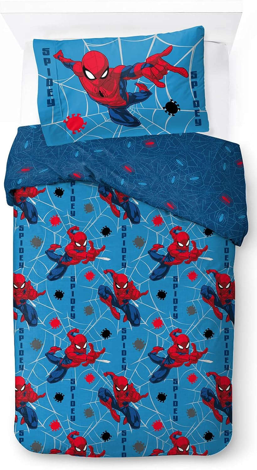 Ropa de cama infantil, Personajes Disney, 100% algodón Ropa de cama infantil Naty Shop Azul - Spiderman 135X200/50X70 (2 Piezas)