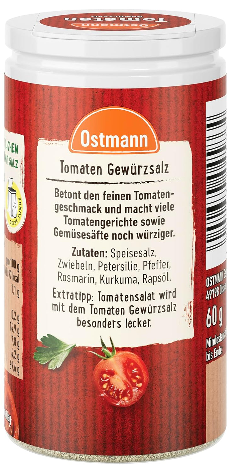 Ostmann Gewürze - Tomate Gewürzsalz | Perfecto para condimentar ensalada de tomate y bruschetta 60 g en Der Streudose