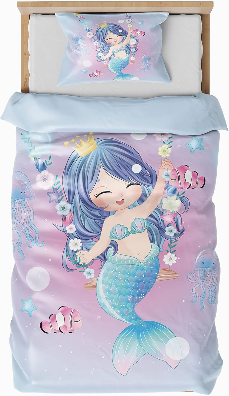 Ropa de cama infantil, varias medidas y varios personajes animados Ropa de cama infantil Naty Shop Sirena (modelo 1) 135X200Cm+80X80Cm