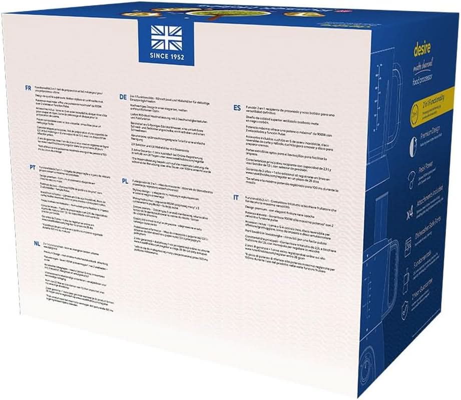 Russell Hobbs Robot de Cocina [Batidora/Picadora de Verduras/Batidora de Mesa/Picadora/Batidora] Robot de Cocina (Amasar, Mezclar y Cortar), Carbón Mate Cocina Naty Shop