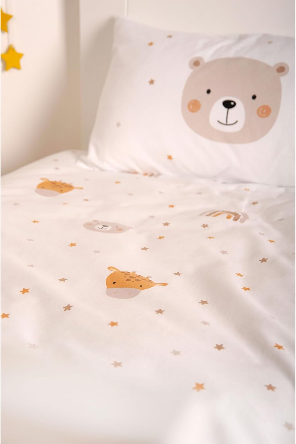 Pastoreo Babybest Little Friends Winterbettwäsche, Kopfkissenbezug 40 X 60 Cm Mit Hoteleinschlag, Bettbezug 100 X 135 Cm, Mit Zwißwerfer, 100% Baumwolle/Flannel, Weiß, Twin Naty Shop