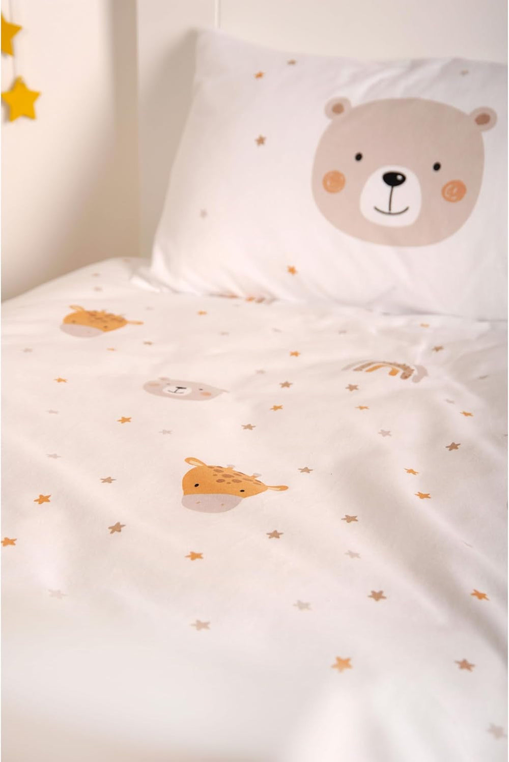 Pastoreo Babybest Little Friends Winterbettwäsche, Kopfkissenbezug 40 X 60 Cm Mit Hoteleinschlag, Bettbezug 100 X 135 Cm, Mit Zwißwerfer, 100% Baumwolle/Flannel, Weiß, Twin Naty Shop