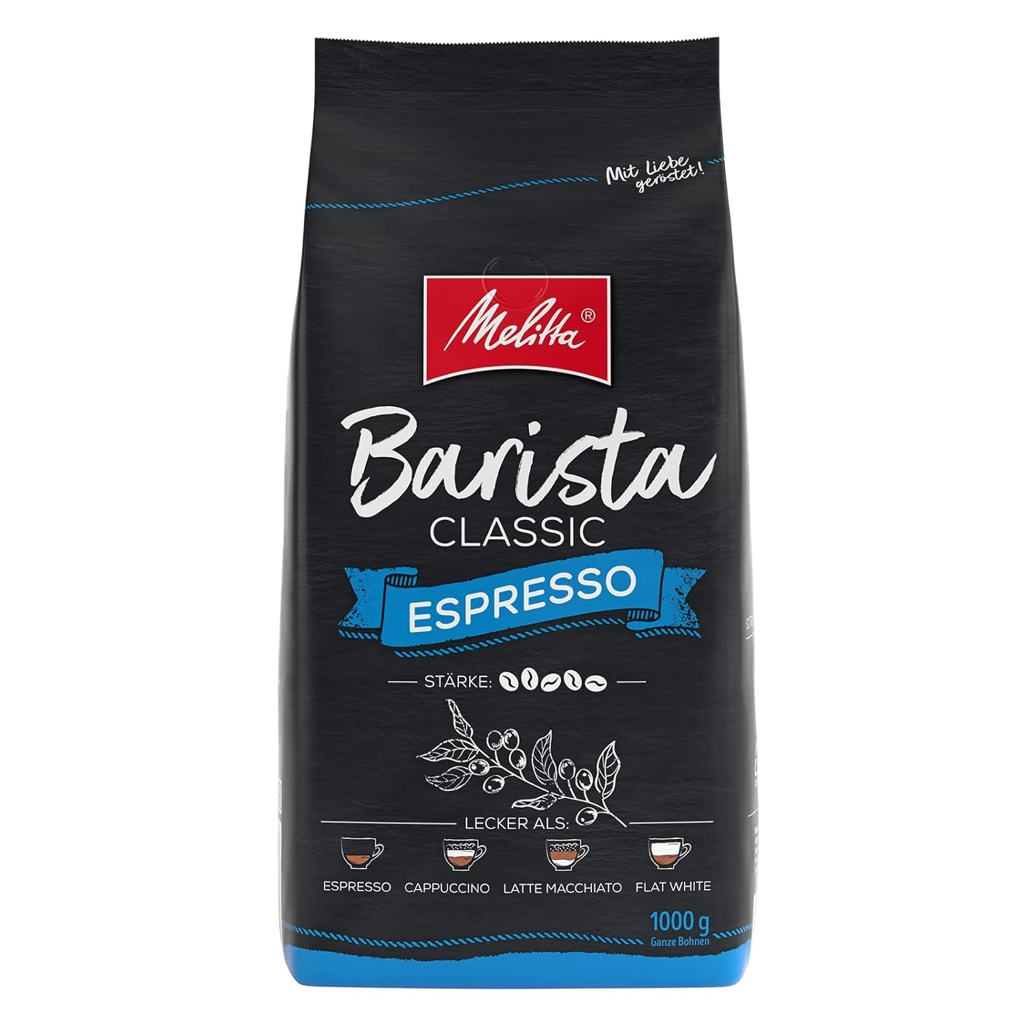Melitta Barista Classic Crema & Barista Classic Espresso, Ganze Kaffee-Bohnen 1kg, ungemahlen, Kaffeebohnen für Kaffee-Vollautomat, kräftige Röstung, Stärke 5