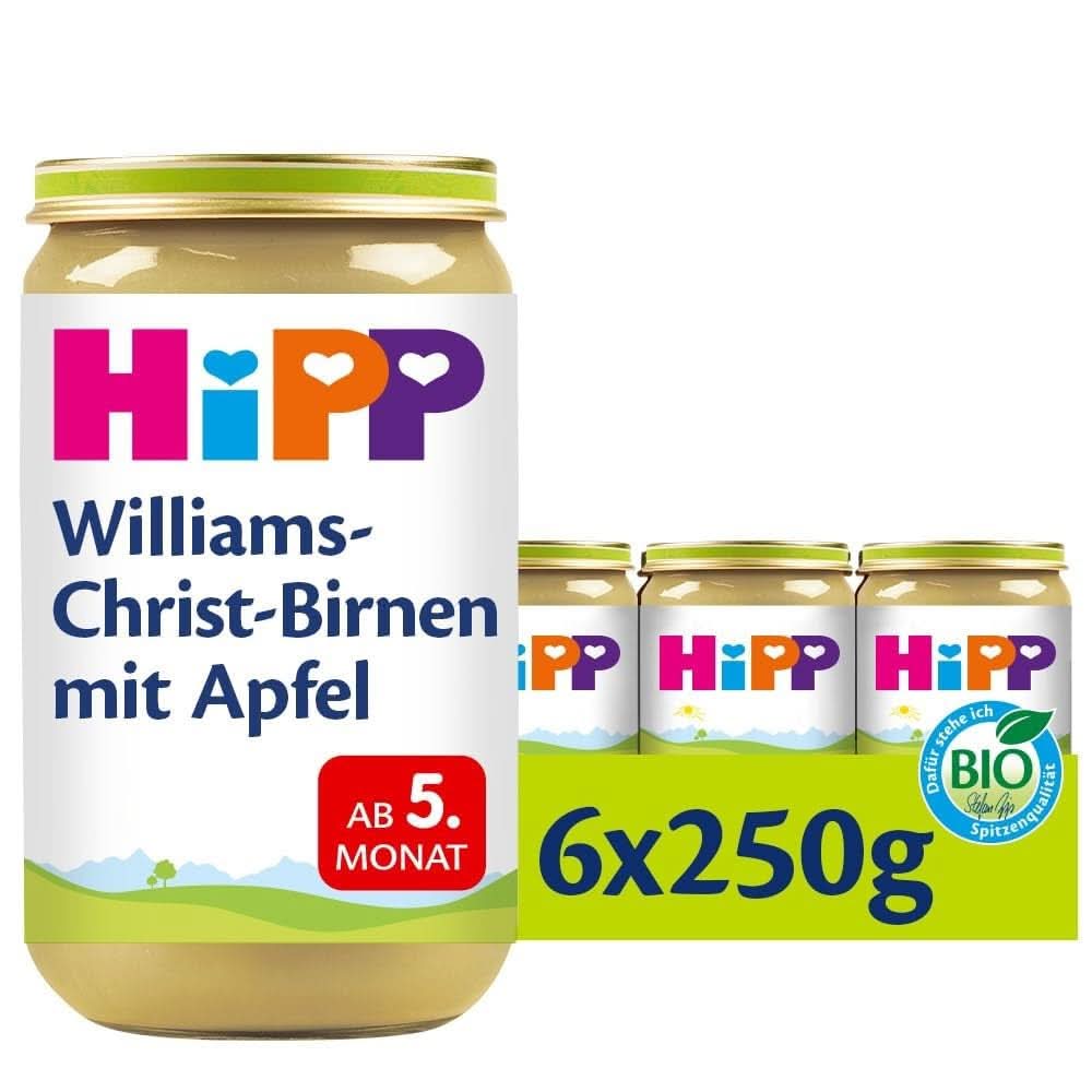 Hipp For Little Gourmets, Nectarinas en manzanas y mangos, sin azúcares añadidos, 6 X 190 gramos Madre e Hijo Naty Shop 6 x 250 gramos Williams Christ peras peras y manzanas