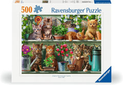 Ravensburger Puzzle 12000205 - Katzen Im Regal - puzzle jigsaw de 500 de piese pentru adulți și copii de peste 10 ani, puzzle animalier cu motiv de pisică Puzzle Naty Shop