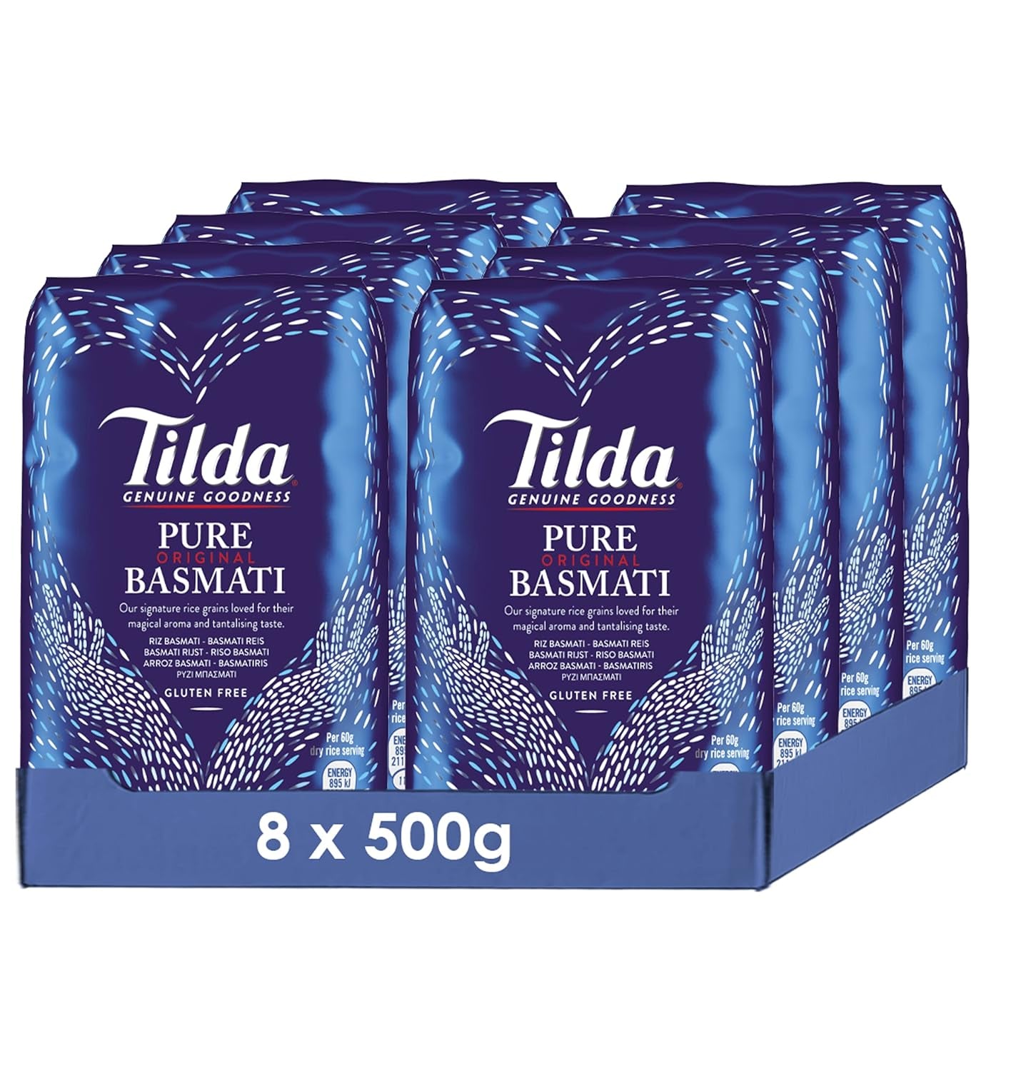 Arroz basmati puro original Tilda, paquete de 8 (8x500g)