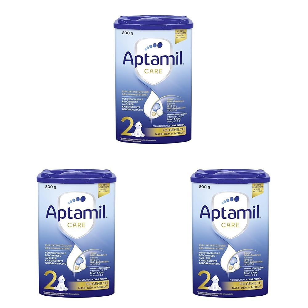 Aptamil Care 2 - Leche de continuación a partir de los 6 meses, con Omega 3 y 6, DHA y ARA, sin aceite de palma, papilla, leche en polvo, 1 x 800 g (paquete de 3)
