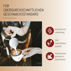 RÖSTTROMMEL BLACK LABEL - Special Blend ESPRESSO, Ganze Kaffee-Bohnen 1kg, 50% Arabica, 50% Canephora, Röstung 8.5/10, 50% Brasilien, 50% Indien, Geschmack: cremig - kräftig - zartbitter Schokolade