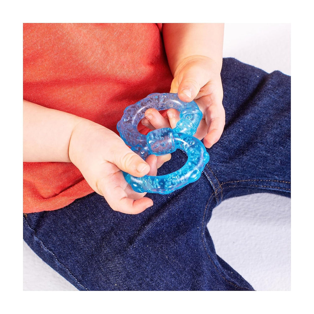 Inele de dentiție Bright Starts Stay Cool, răcoritoare, turcoaz/albastru/roșu, ușor de ținut în mână, tehnologie de răcire de lungă durată, fabricate din silicon, fără BPA