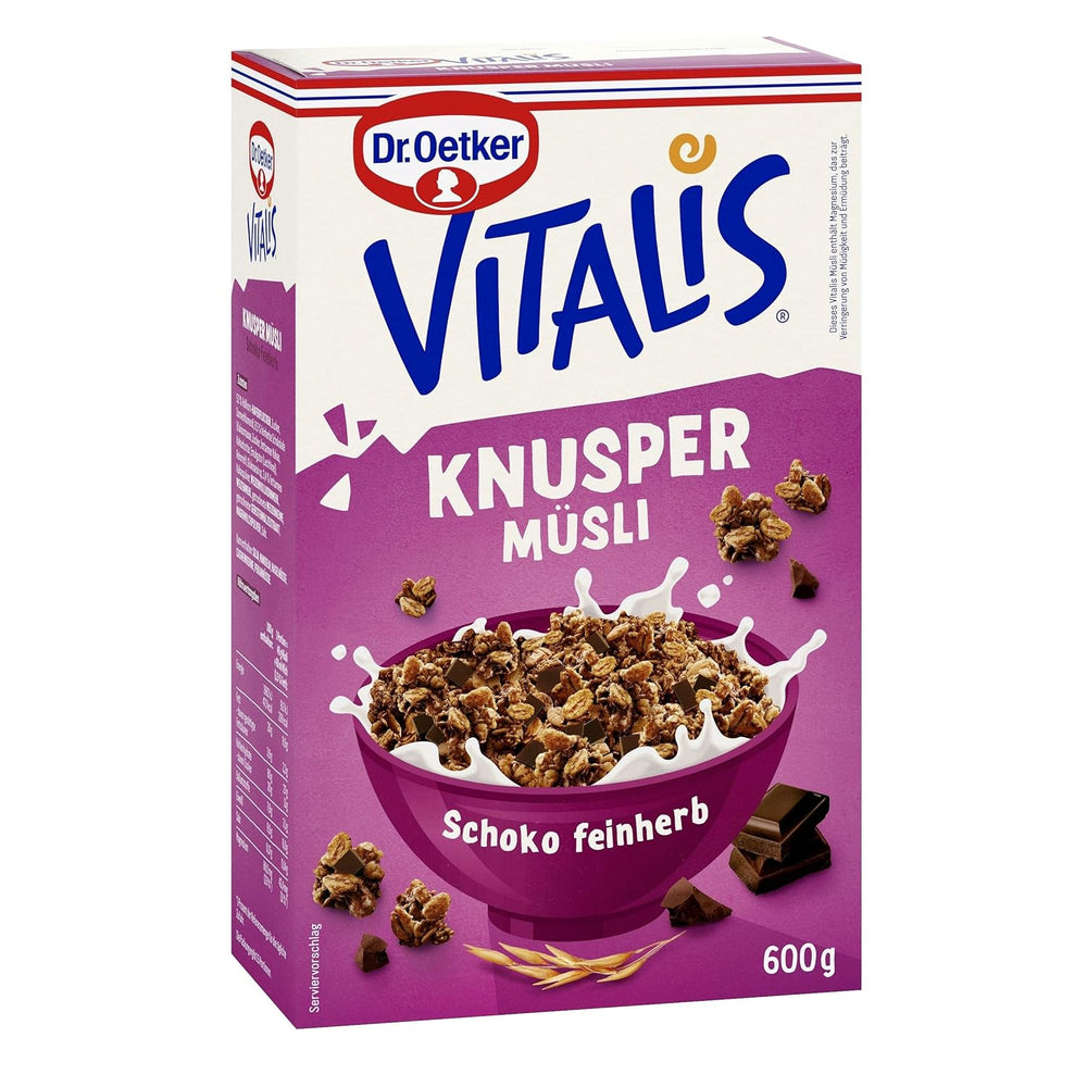 Dr. Oetker Vitalis Crunchy Flakes: muesli crujiente con copos de maíz y trozos de almendra, paquete de 5 (5 x 600 g)