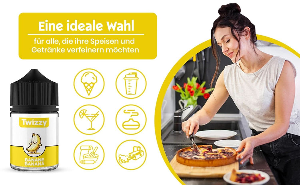 Twizzy Sabor alimentario Plátano - 60 ml - Sabor intenso - Ideal para repostería Aromas Naty Shop