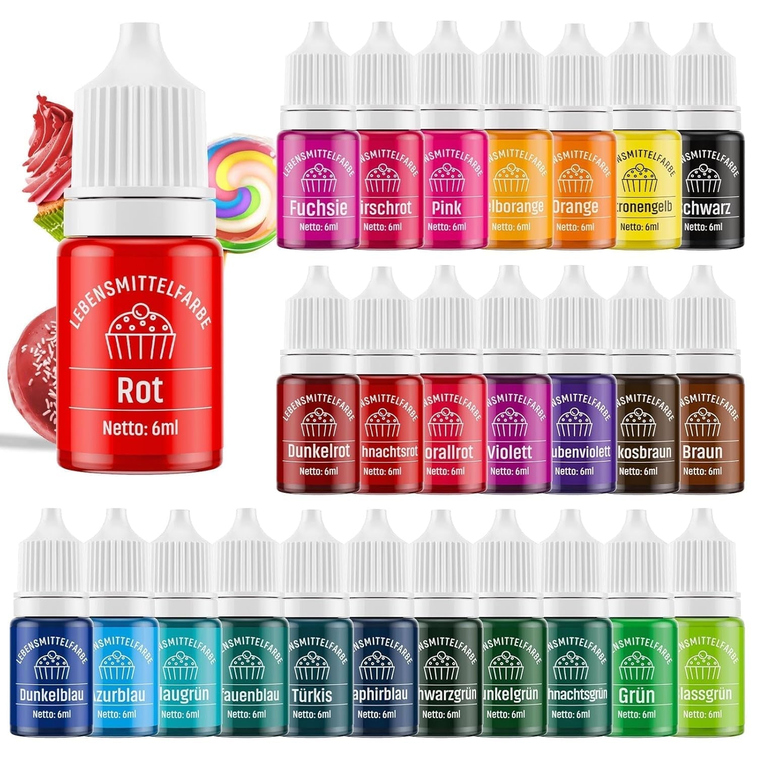 Set 14 sau 26 coloranti alimentari lichizi, 6 ml Naty Shop 156 ml 26 x 6 ml