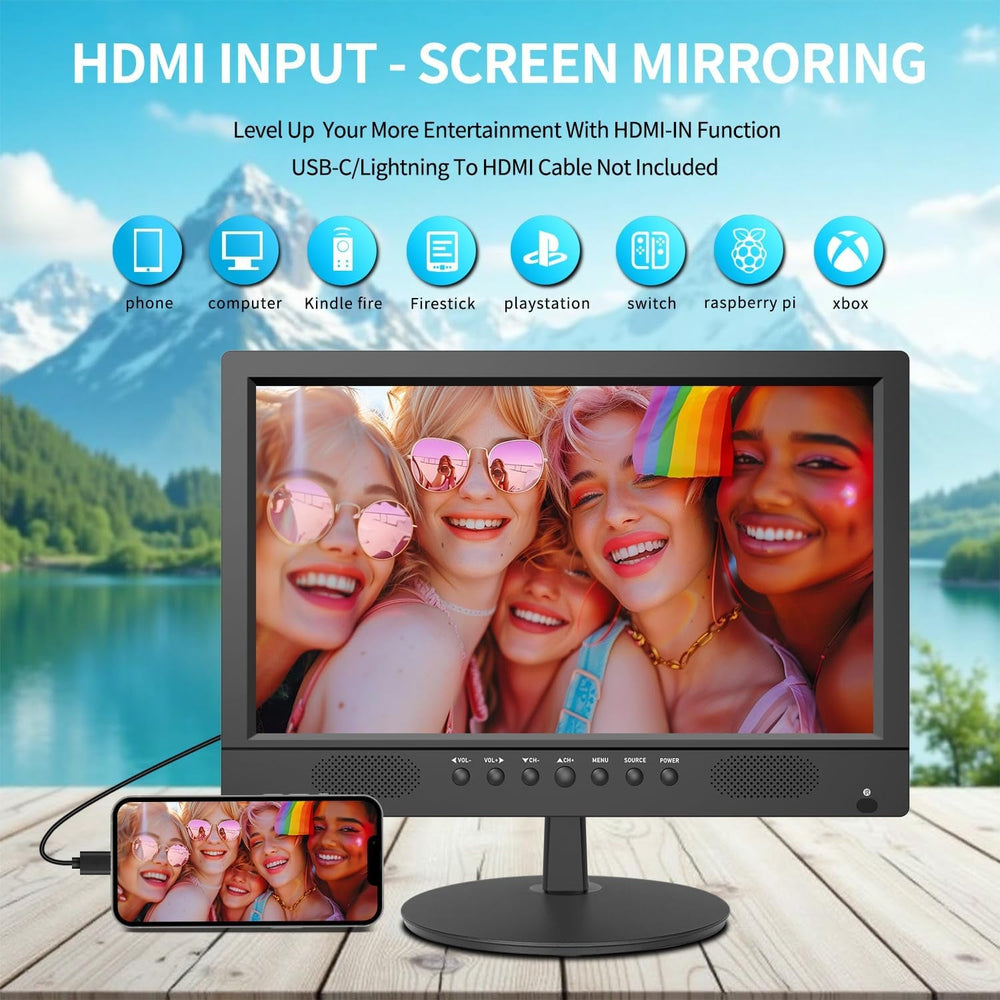 Televizor digital Freeview de 16 inci, tuner DVB-T2, intrare AV, HDMI/VGA, port USB, alimentare de la mașină (12 volți) sau de la rețea, telecomandă