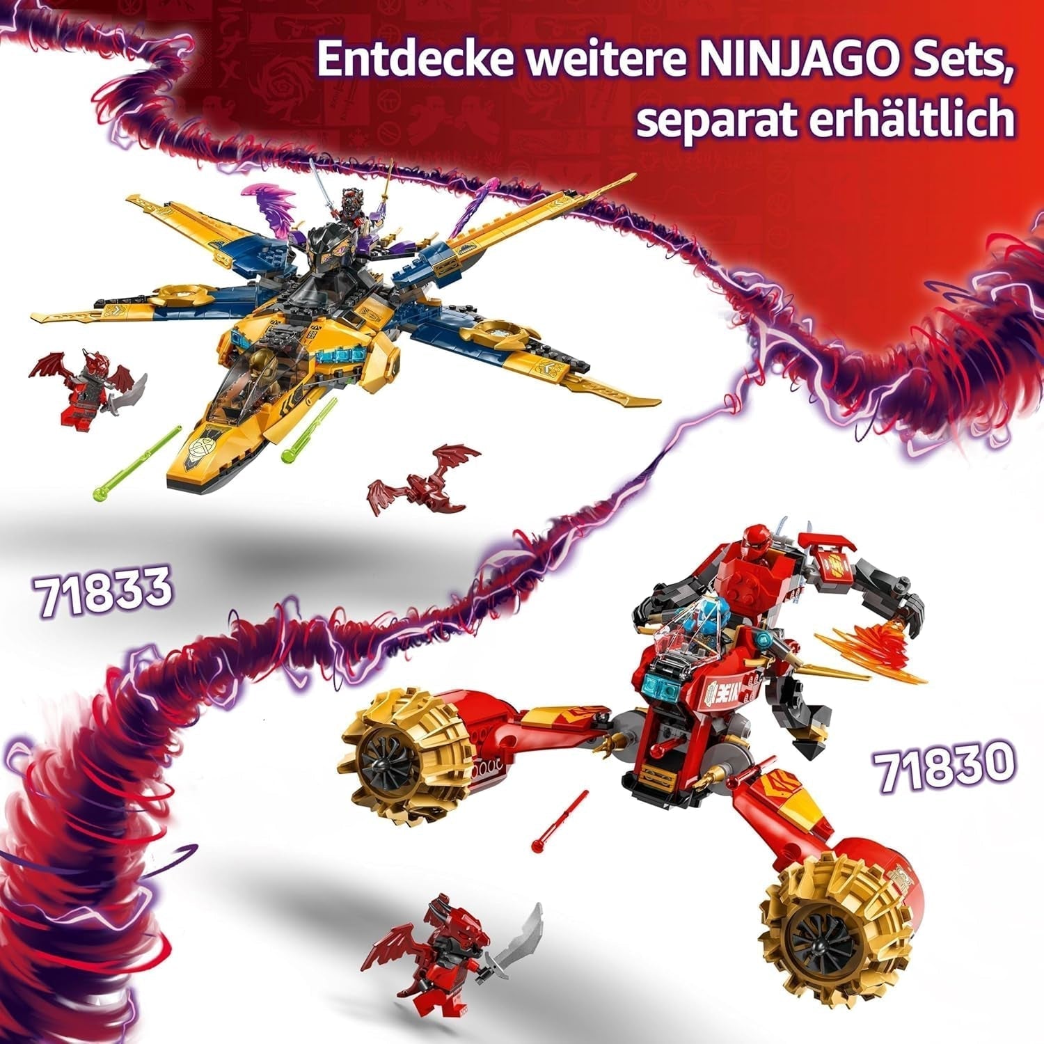 LEGO NINJAGO Super Storm Flyer de Ras y Arin - Juguete con dron, tiradores, palas y motores - Incl. 3 minifiguras de ninjas de rol - Set de construcción para niños y niñas a partir de 8 años 71833 Juegos de construcción Besuche den LEGO-Store