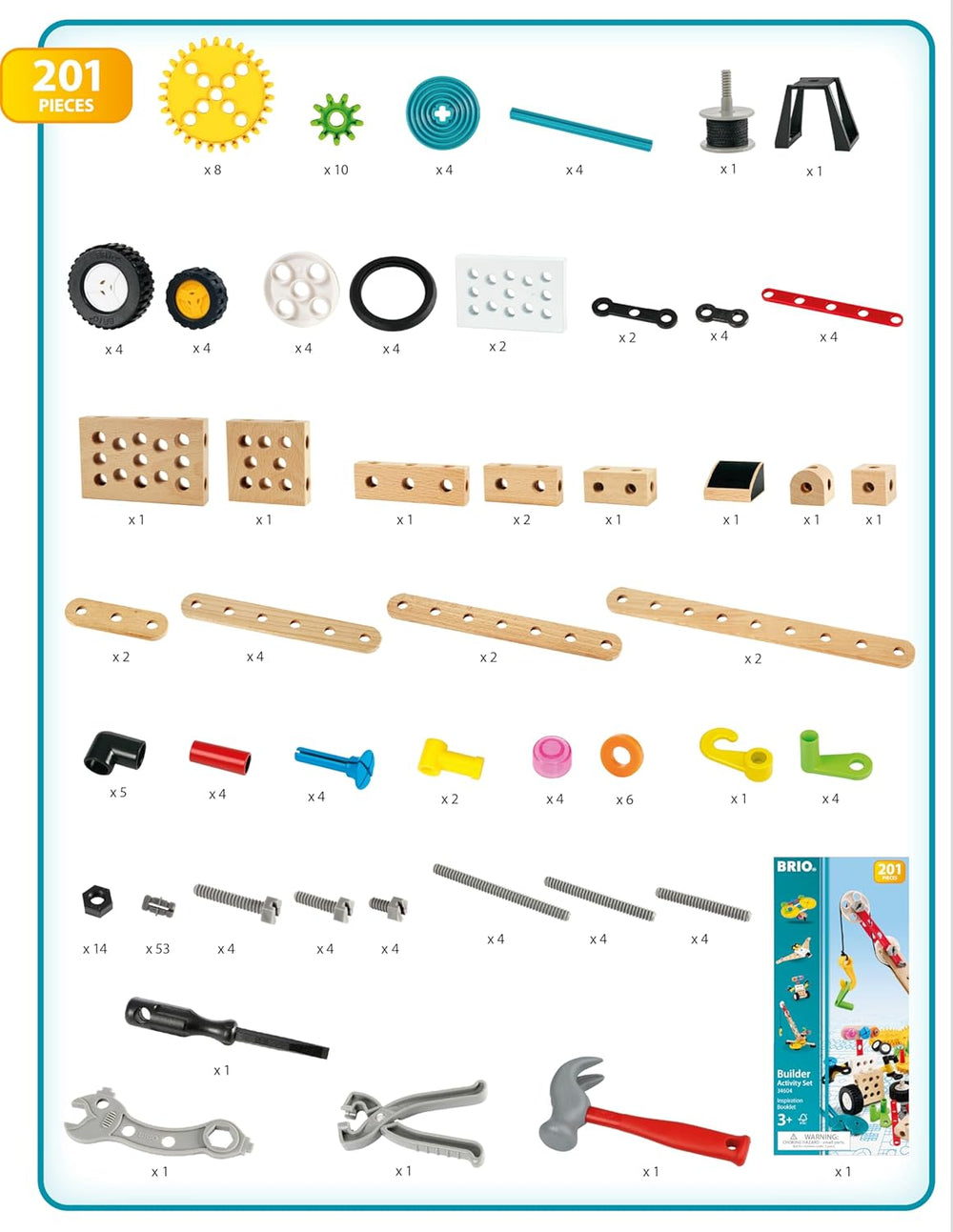 BRIO Builder – 34604 Juego de jardín de infancia Builder | Entwicklungsförderndes Rollenspiel- & Konstruktionsspielzeug für Kinder ab 3 Jahren