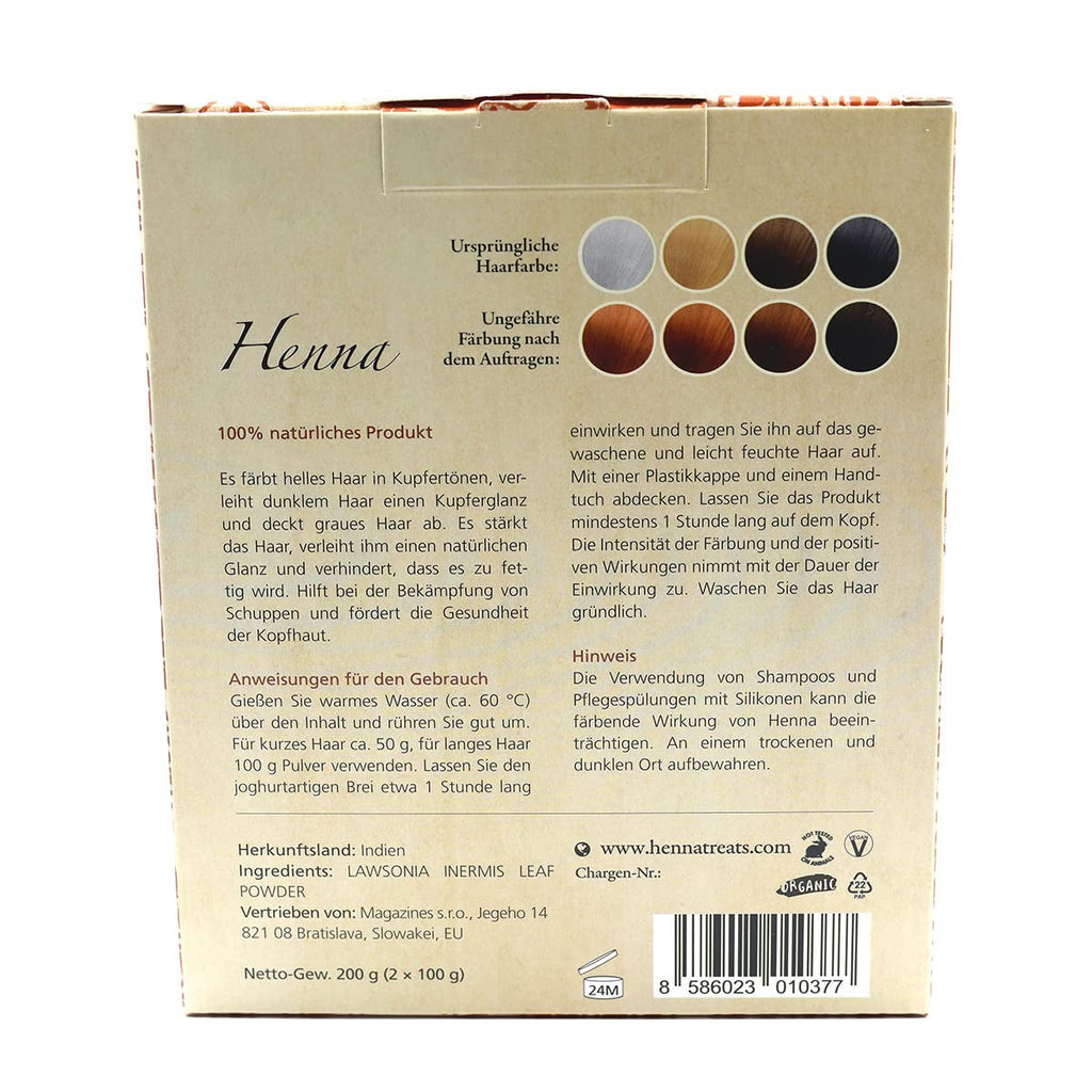 Henna - Cupru - Culoarea naturală a părului și îngrijirea părului - Pulbere - 200g Vopsea pentru par Naty Shop