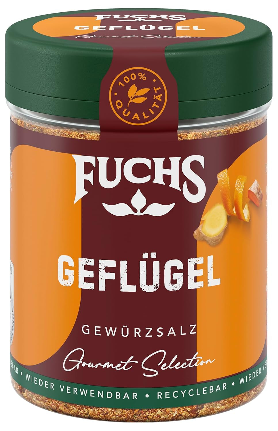 Fuchs Gourmet Selection Klassisch/Heimisch – Bratkartoffel Gewürzsalz, nachfüllbares Kartoffel Gewürz, Salz zum Würzen von Brat- & Ofenkartoffeln, Pommes Frites & Co, vegano, 70 g