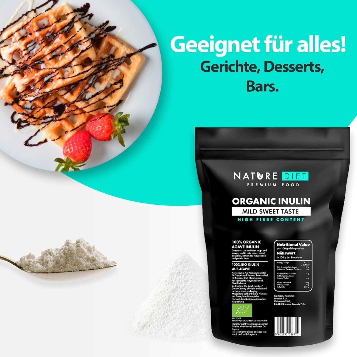Nature Diet - Bio-Inulina 1 Kg | Aus Agave | Natürliches Präbiotikum Edulcorantes Naty Shop