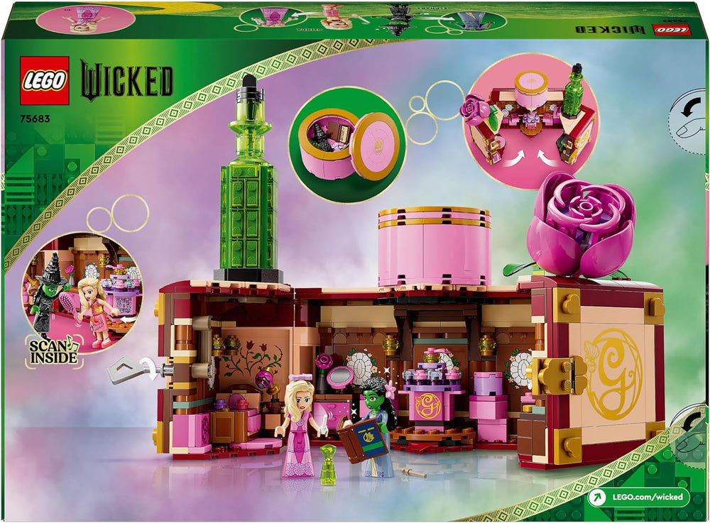LEGO Dormitorio de Wicked Glinda y Elphaba - Casa de muñecas con 2 minimuñecas de las Brujas de Oz, accesorios geniales que incluyen flores y trajes - Juguete creativo para niñas mayores de 8 años y fans - 75683 Juegos de construcción Besuche den LEGO-Store
