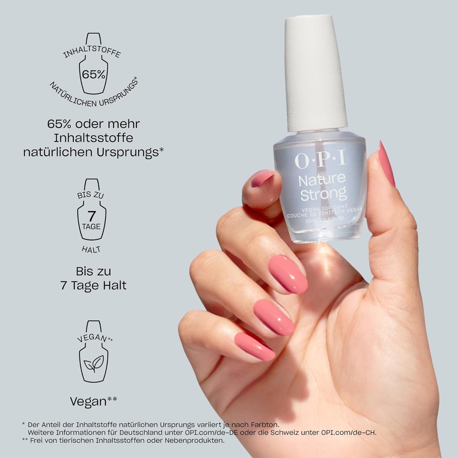 OPI Nature Strong White, Grey și Black Shades – ojă de lungă durată cu o formulă vegană, inovatoare, care conține ingrediente naturale – pentru unghii strălucitoare