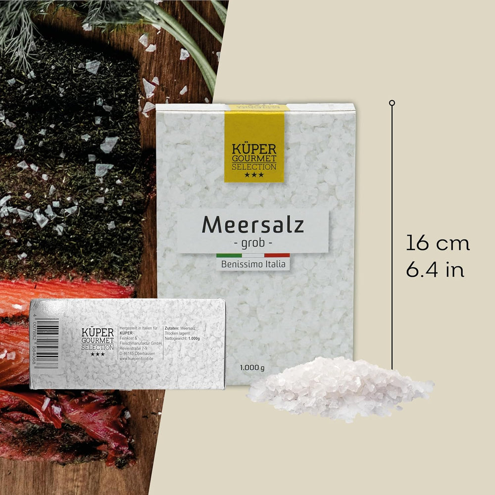 Küper Selection Meersalz - 1000 g de sal gruesa para condimentar y refinar - ohne Zusätze oder chemische Nachbehandlung