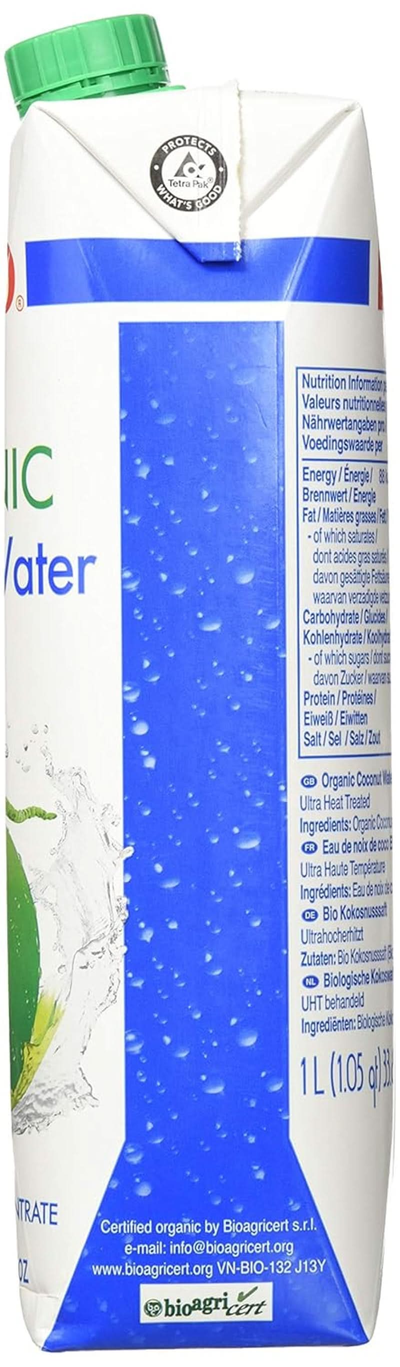FOCO Agua de Coco Orgánica Bebida Deportiva Pura y Refrescante 100% Agua de Coco - 6 X 1 Litro Naty Shop