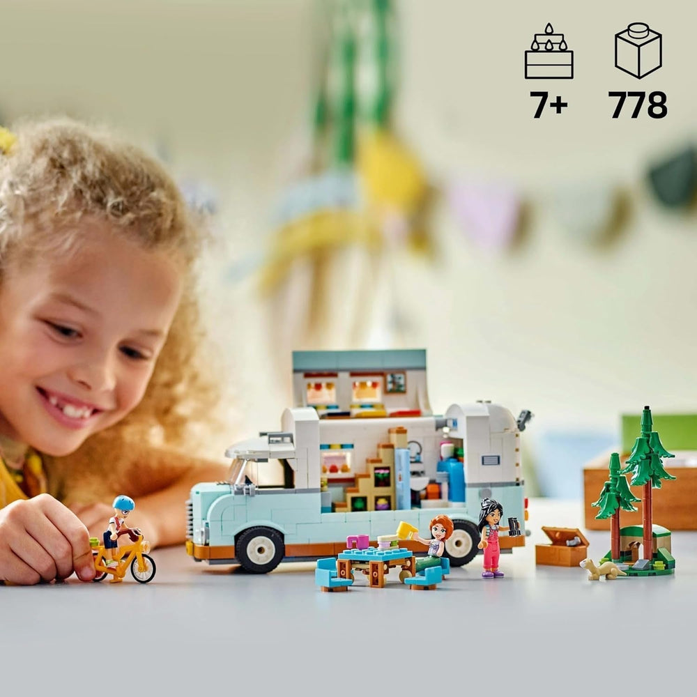 LEGO Friends Caravana, juego de construcción de rol con caravana de juguete, regalo para niñas a partir de 7 años, juego creativo con 3 minifiguras y figura del animal hurón 42663 Juegos de construcción Besuche den LEGO-Store