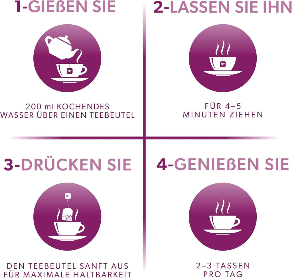 Nutra Tea Fructe de soc și echinaceea, ceai pentru imunitate și răceli, ceai pentru susținerea sistemului imunitar, pentru combaterea răcelilor, 20 pliculețe de ceai reutilizabile, ceai natural din plante