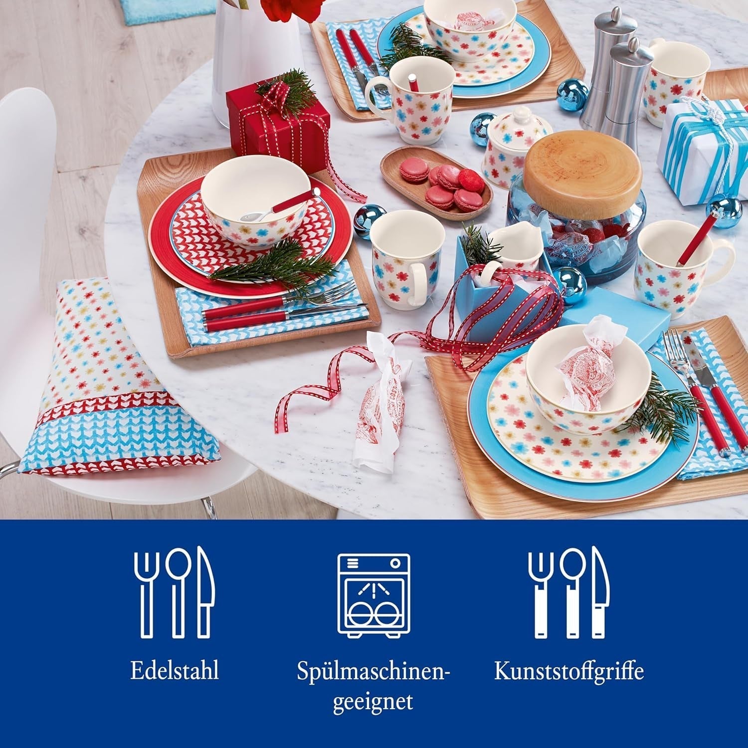 Villeroy & Boch - ¡Juega! Juego de cubiertos Rosas Rojas 30 piezas Cocina Naty Shop