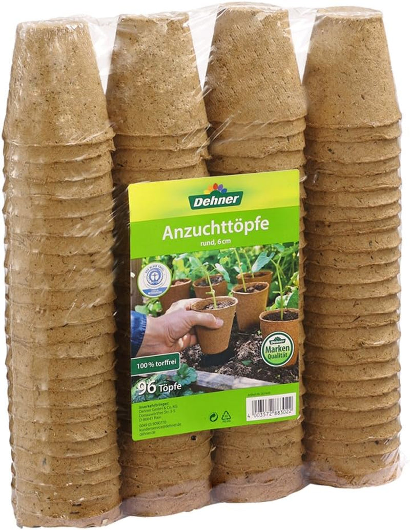 Ghivece Dehner pentru răsaduri, rotunde, Ø 6 cm, 96 bucăți, maro