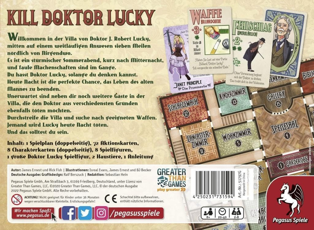 Pegasus Spiele 51797G Mata al Doctor Lucky, blanco