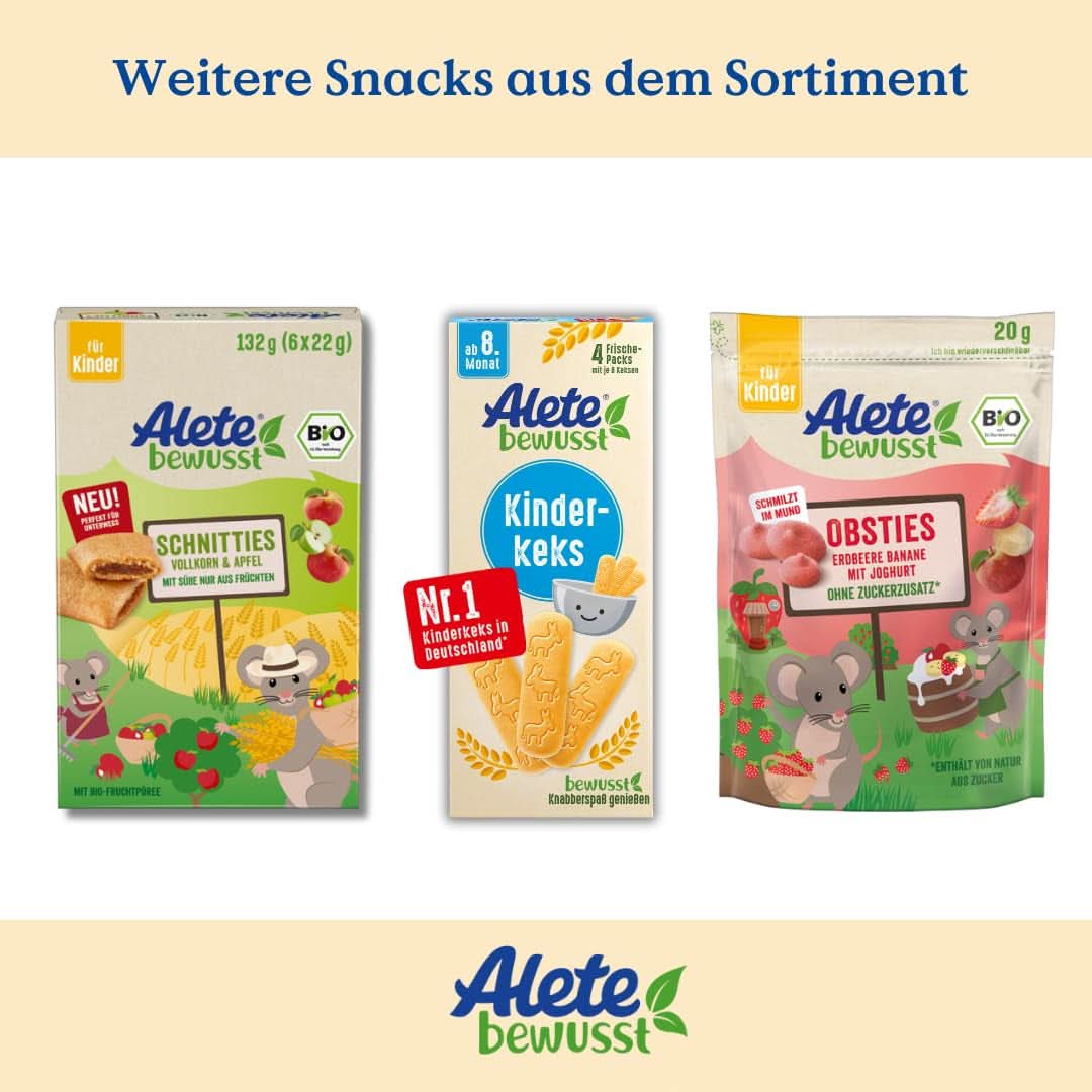 Alete Bio Schnitties, cereales integrales y frutos rojos 6 x 22 g Madre e Hijo Naty Shop