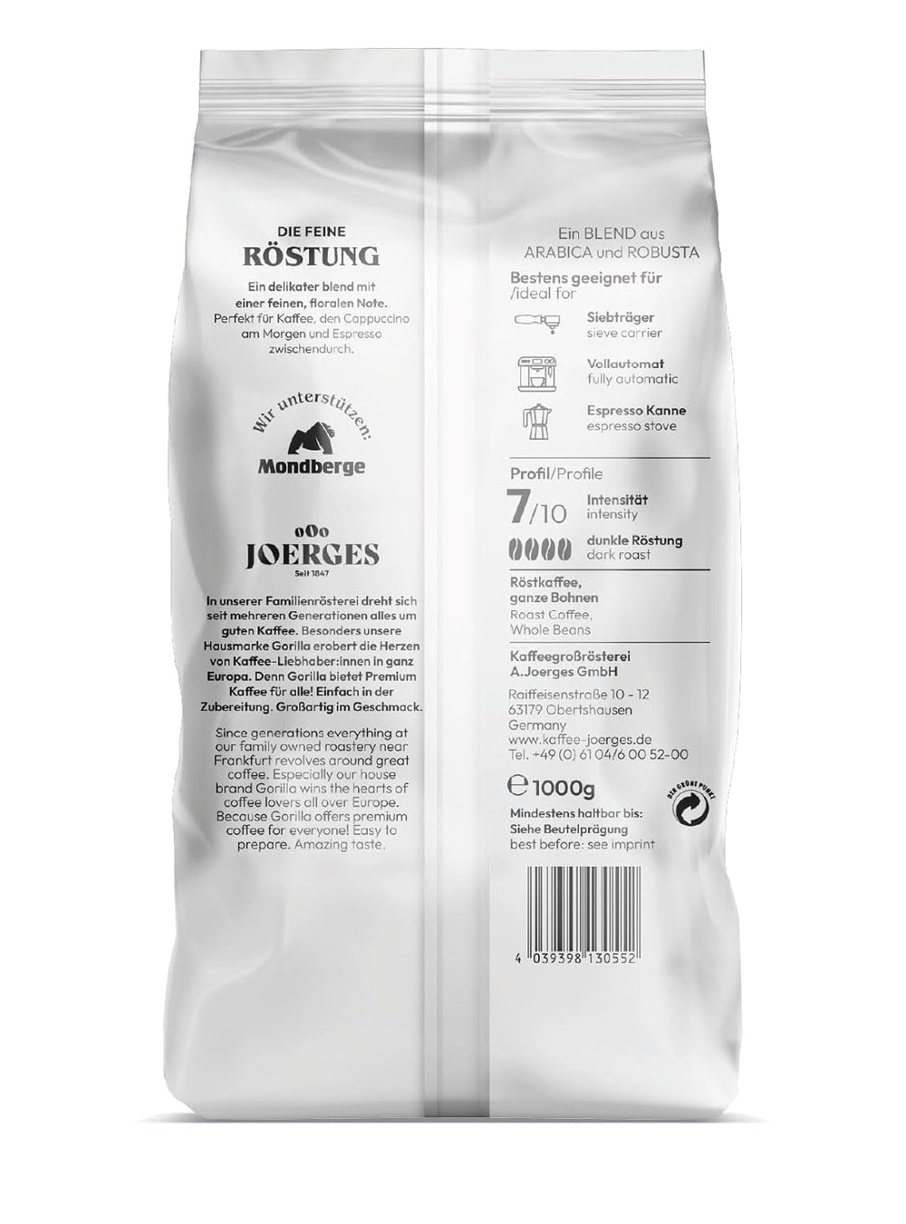 Joerges Espresso Delicato, 1 kg, alb Cafea Naty Shop