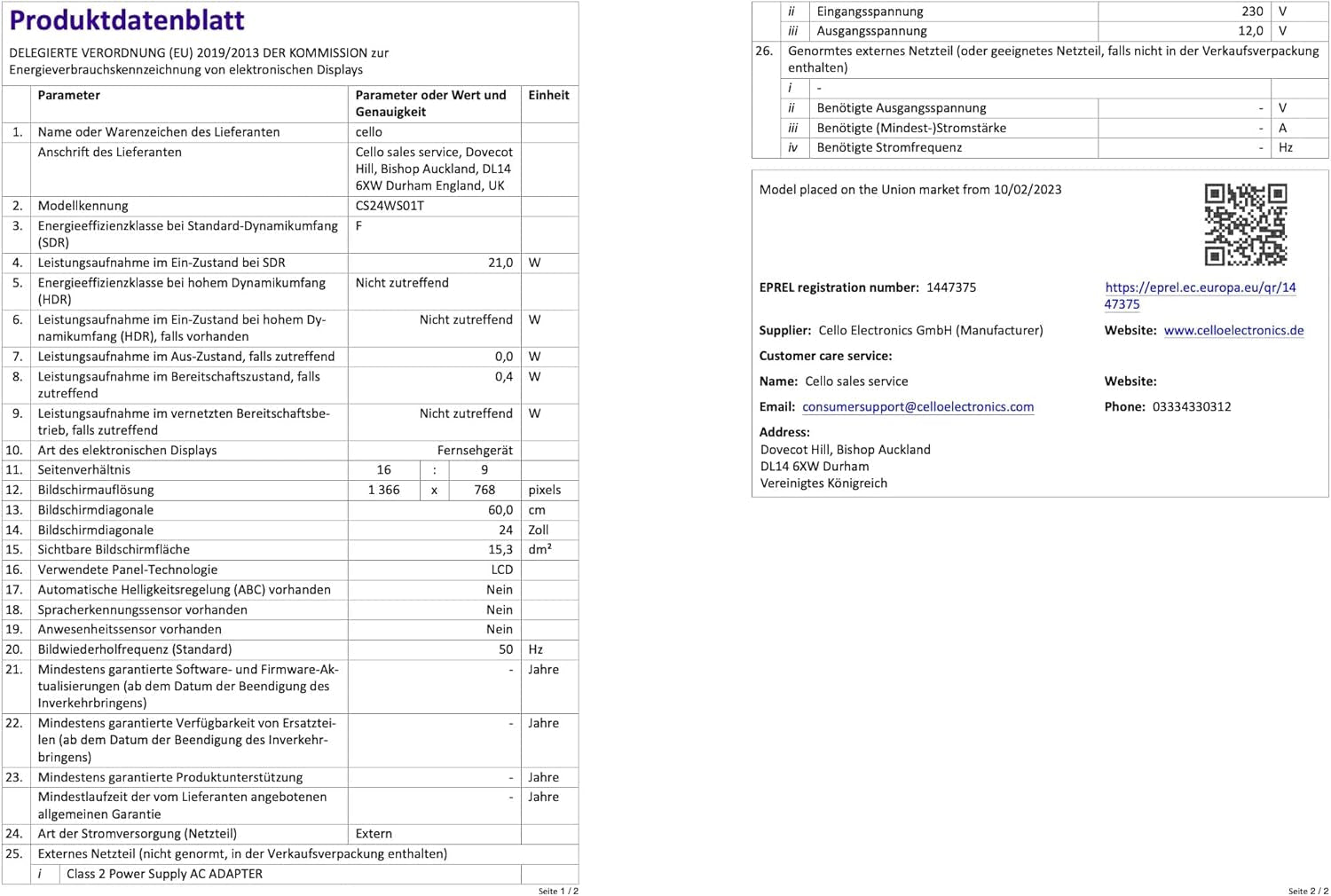 Televizor inteligent de camping Cello de 24 de inci, tuner triplu de 12 volți, Bluetooth - Disney+, Netflix, Apple TV+, Prime Video, Paramount+ pentru rulote și bărci