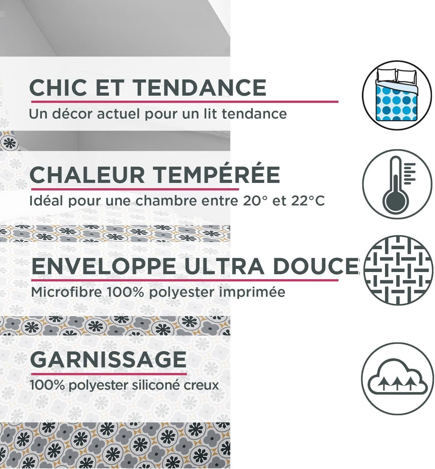 Blanrève Funda nórdica Estampada o Lisa, Templada, Para cama individual, Ecológica, Fácil de mantener, 140 X 200 Cm, Blanco, Gris Edredones y edredones Naty Shop