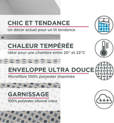 Blanrève Funda nórdica Estampada o Lisa, Templada, Para cama individual, Ecológica, Fácil de mantener, 140 X 200 Cm, Blanco, Gris Edredones y edredones Naty Shop