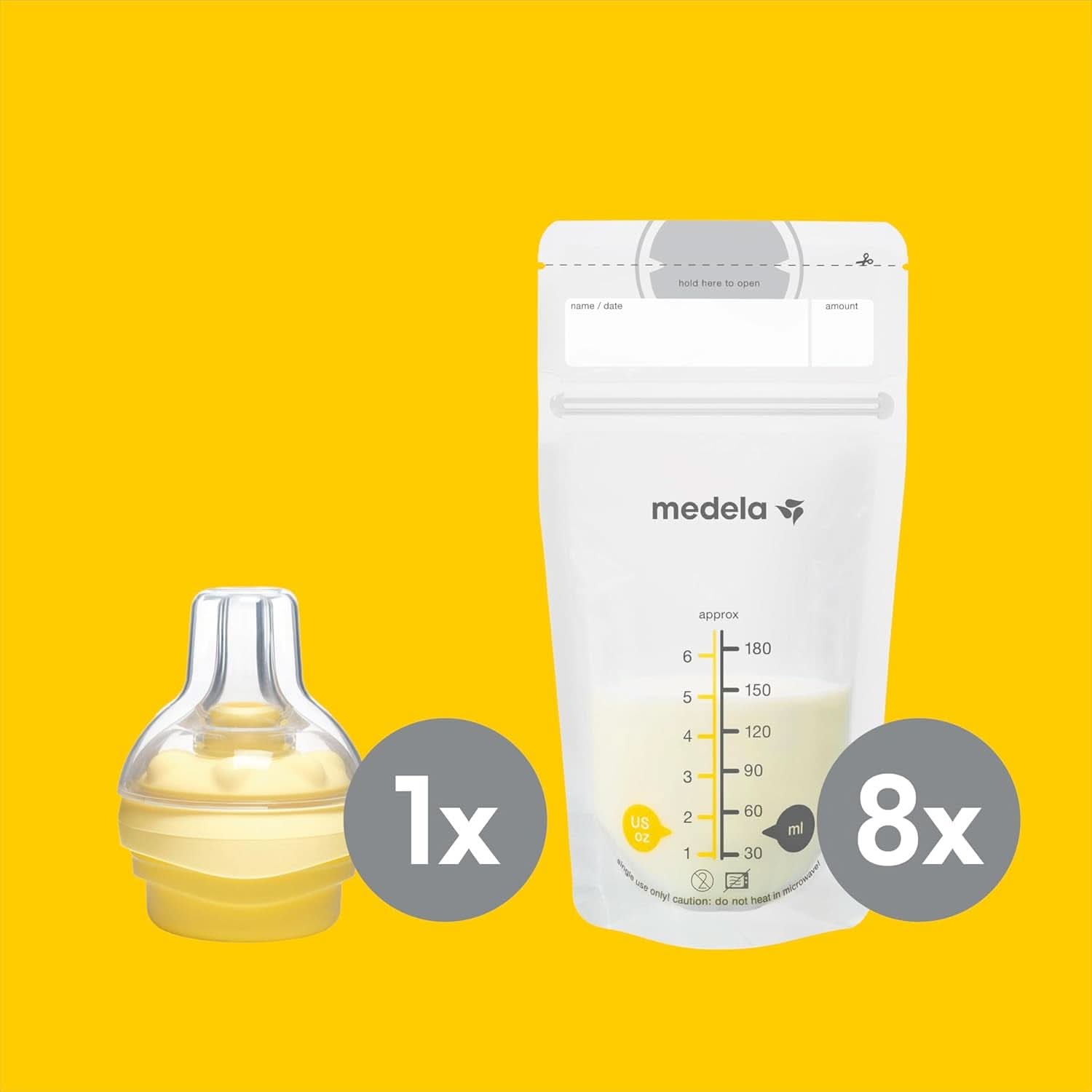 Juego de tienda y alimentación Medela | Biberones de conservación de leche materna, tetina Calma, bolsa para leche materna | Sin BPA Accesorios Alimentación y Lactancia Bebe Naty Shop