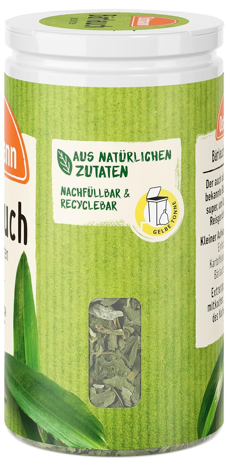 Ostmann Gewürze - Bärlauch geschnitten | Milder Knoblauch-Geschmack | Für Ei- oder Reisgerichte sowie Quarkdips | 15 g in der Streudose