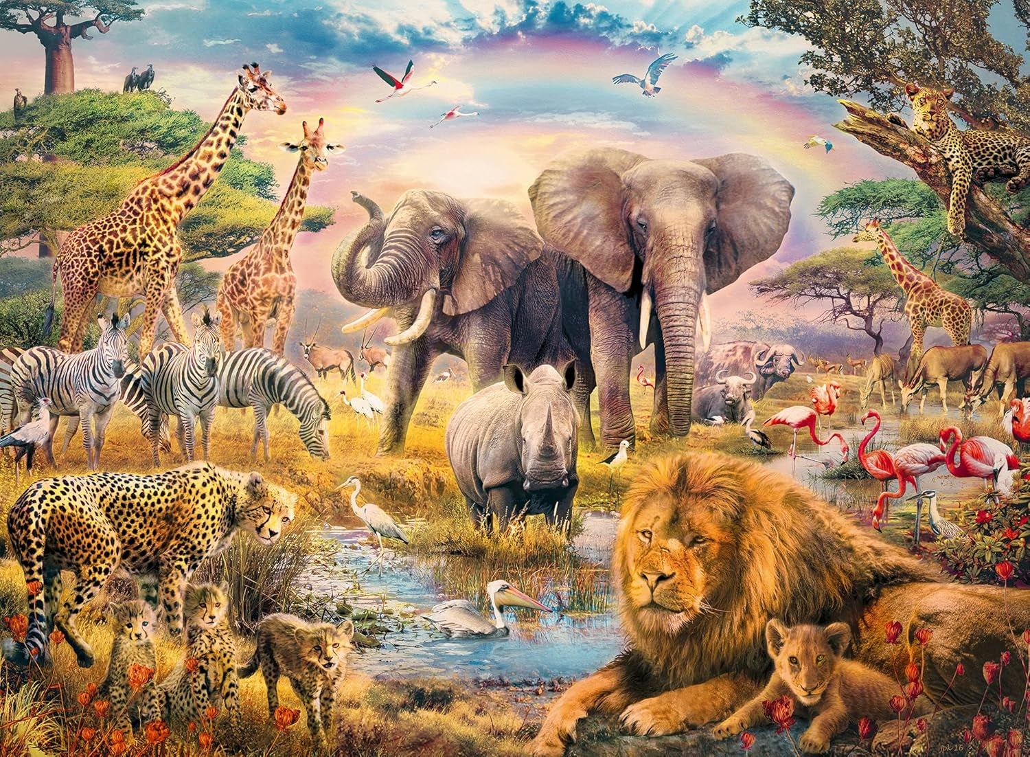 Puzzle pentru copii Ravensburger - Savana africană - puzzle de 100 de piese pentru copii de 6 ani și peste Puzzle Naty Shop