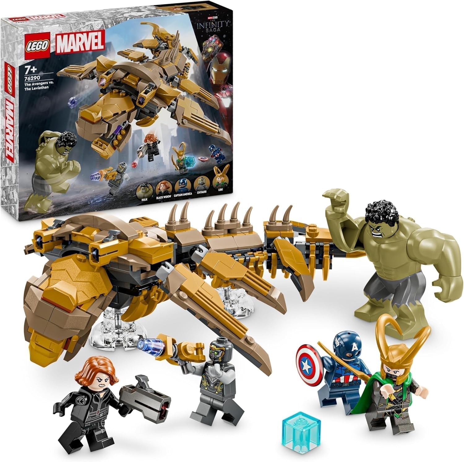 LEGO Marvel Vengadores vs. Set de juguetes de construcción Leviatán con minifiguras de Hulk y Capitán América, Loki, Black Widow y Chitauri, set de juego de Los Vengadores para niños y niñas 7+ 76290 Juegos de construcción Besuche den LEGO-Store Título predeterminado
