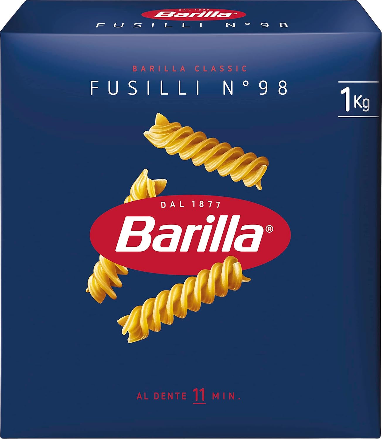 Pasta Barilla Clásico Fusilli núm. 98, de trigo duro de alta calidad, siempre al dente, 1 kg