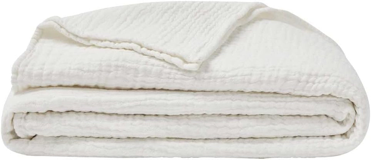 ESSIX Plaid, Monocolor, Fabricat din tifon de bumbac, Jazzy, 130 X 170 Cm Plapumi si pilote Naty Shop Alb