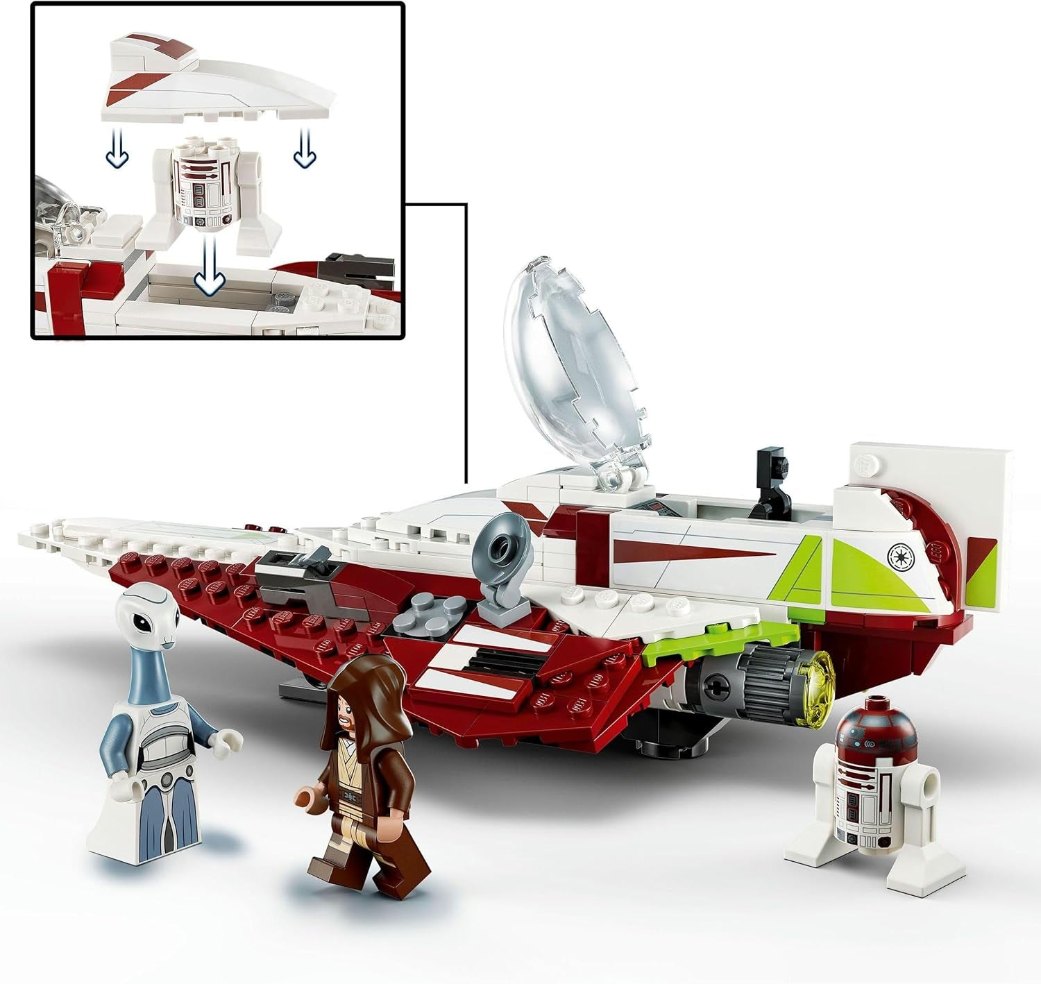 LEGO Star Wars Jedi Starfighter Obi-Wan Kenobi, juguete para construir con Taun We, figura de droide y sable de luz, set El ataque de los clones 75333 Juegos de construcción Besuche den LEGO-Store