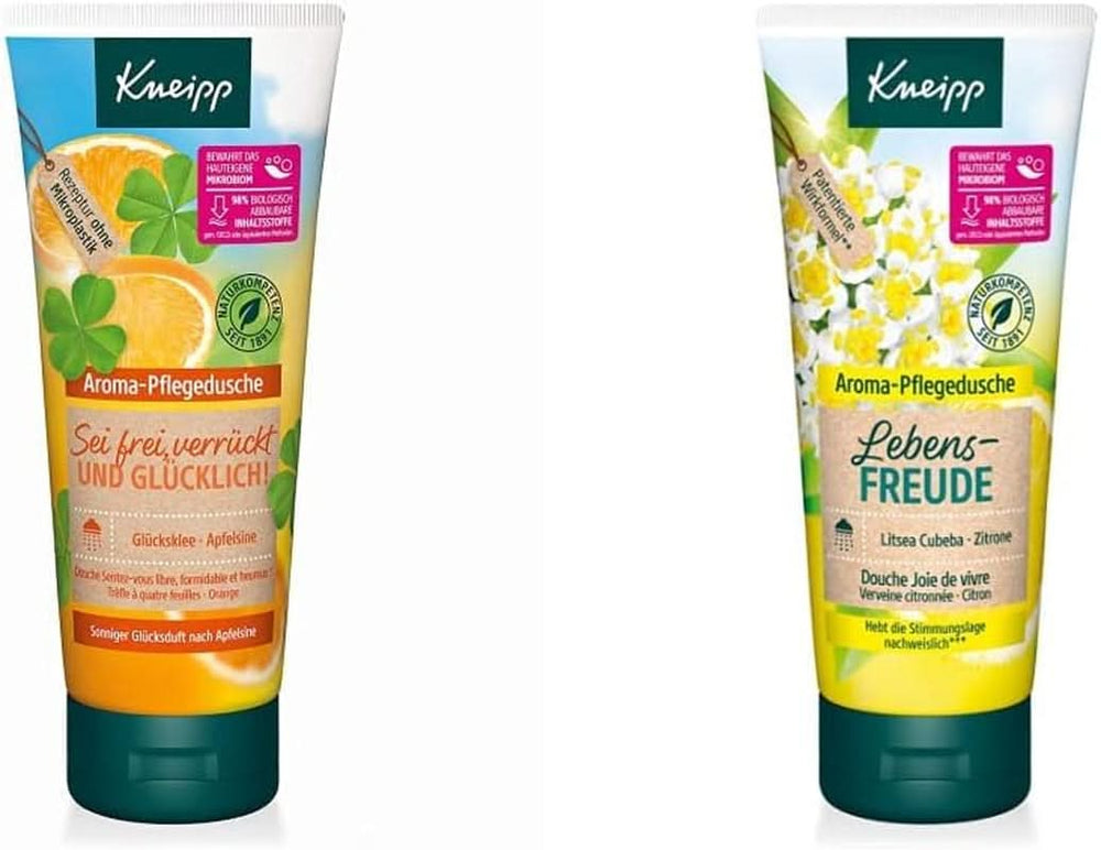 Kneipp Aroma, Gel de ducha, Hidratante, 200 ml Ducha y baño Naty Shop 2 uds x 200 ml Bundle Mit Pflegedusche Lebensfreude