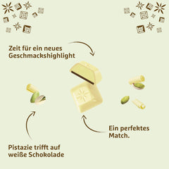 Pistacho blanco Schogetten | Chocolate blanco con relleno de crema de pistacho | 100 gramos | Convenientemente porcionado (paquete de 3)