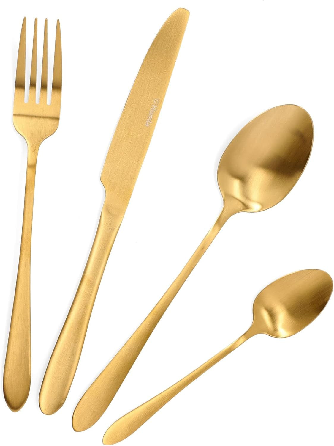 HOMLA Abele Besteckset Für Vier Personen 16-Teilig Edelstahl Hygienisch Elegant Leicht Zu Reinigen Gold Kitchen Naty Shop Matt Golden