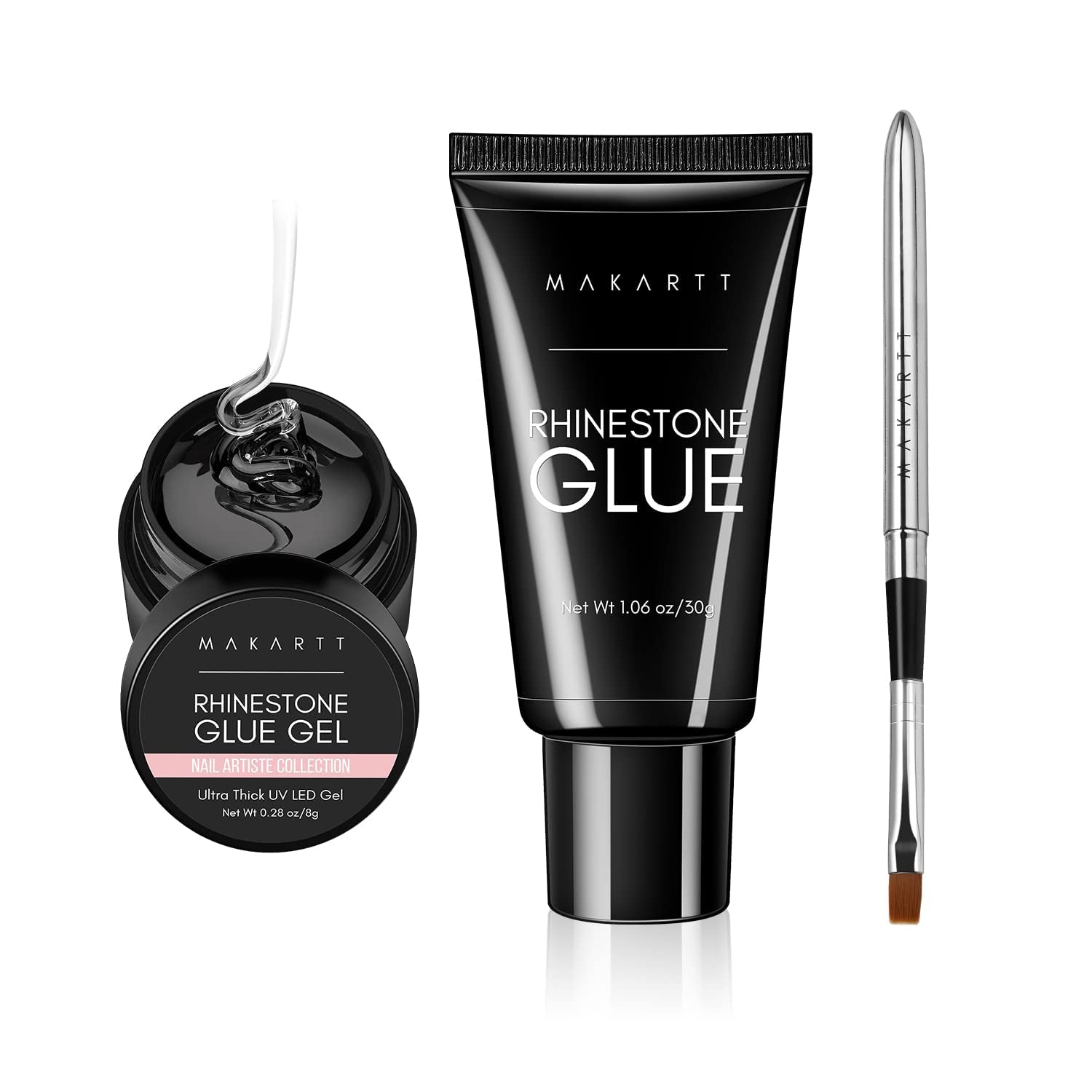 Makartt Rhinestone Glue Gel 3D Gel Nail Art Super Strassstein Kleber Für Nägel, Um Verschiedene Strasssteine Anzukleben and 3D Designs and Nail Charms, Perfekt Für Uv/Led-Lampe Geeignet, 30G