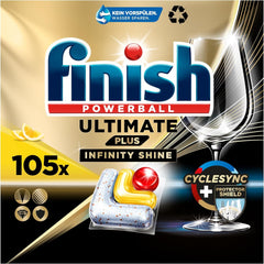 Finish Ultimate plus Infinity Shine Citrus Dishwasher Pastillas - Pastillas para lavavajillas, limpieza intensiva - 105 cápsulas, limón Naty Shop