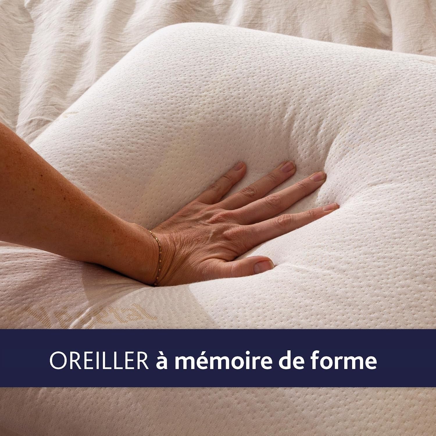 Pernă, Ergonomică, Vegetală, 45 X 70 Cm, Formă de memorie, Dreptunghiulară, Umplutură 100% MDF, Partea inferioară din bumbac, Capac din poliester - Ulei de ricin Perne standard Naty Shop