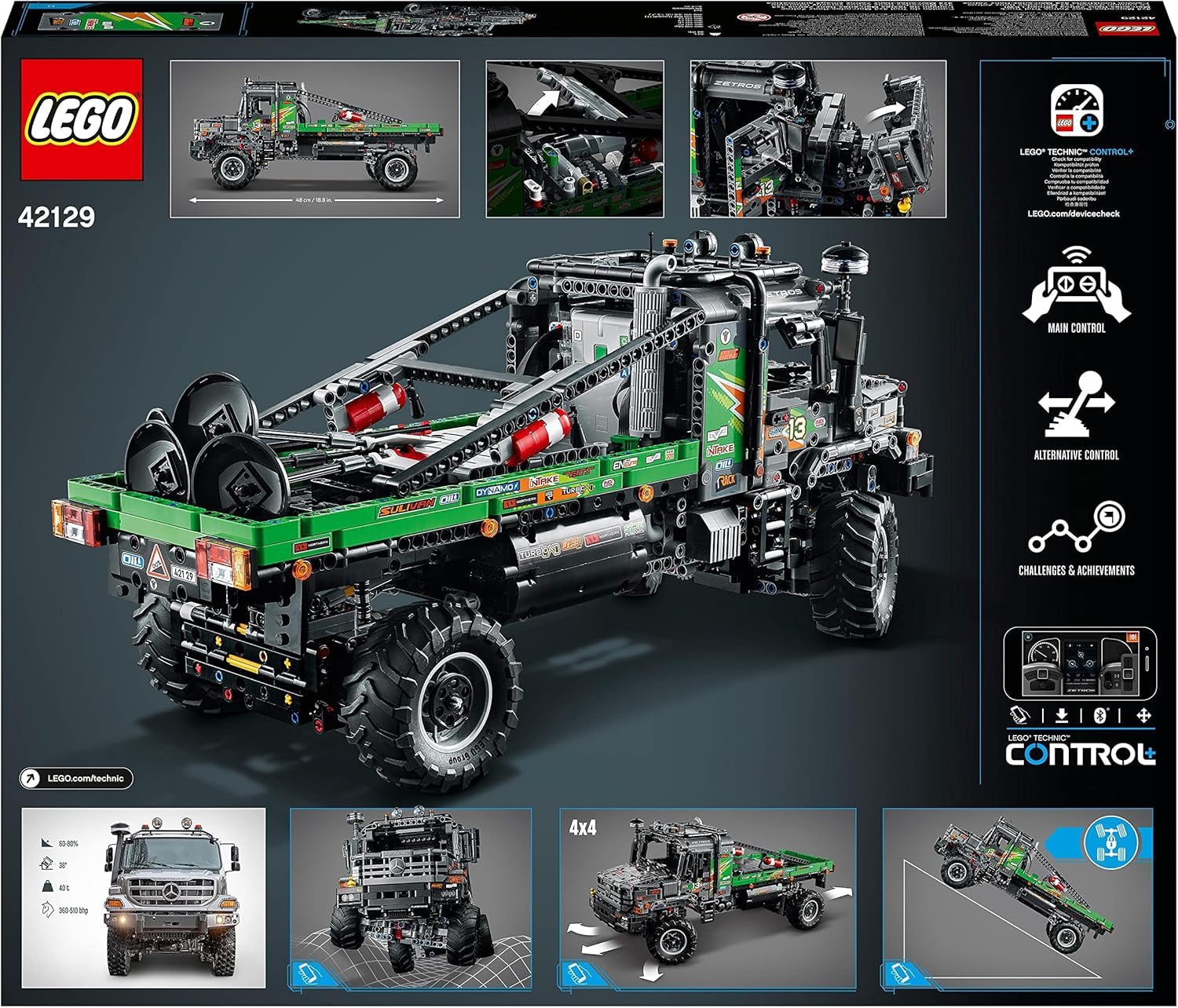 LEGO 42129 Technic 4X4 Mercedes-Benz Zetros Offroad Truck, mașină controlată de la distanță, jucărie camion controlată prin aplicație, idee de cadou pentru adulți și copii, bărbați și femei Seturi de constructie Besuche den LEGO-Store